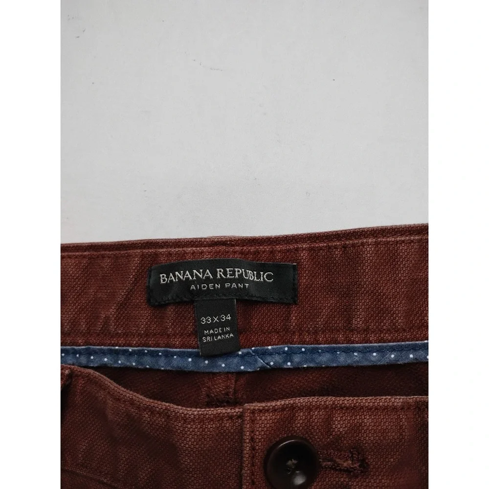 Banana Republic Aiden Chino Flat Front Red Pants Mens Size Tag 33x34 Fit 34x31